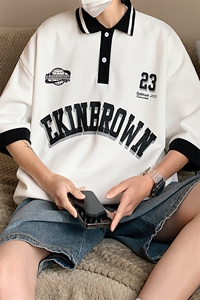 1港风polo衫男潮大码M-5XL情侣风翻领短袖T恤DP7741P45控68图片