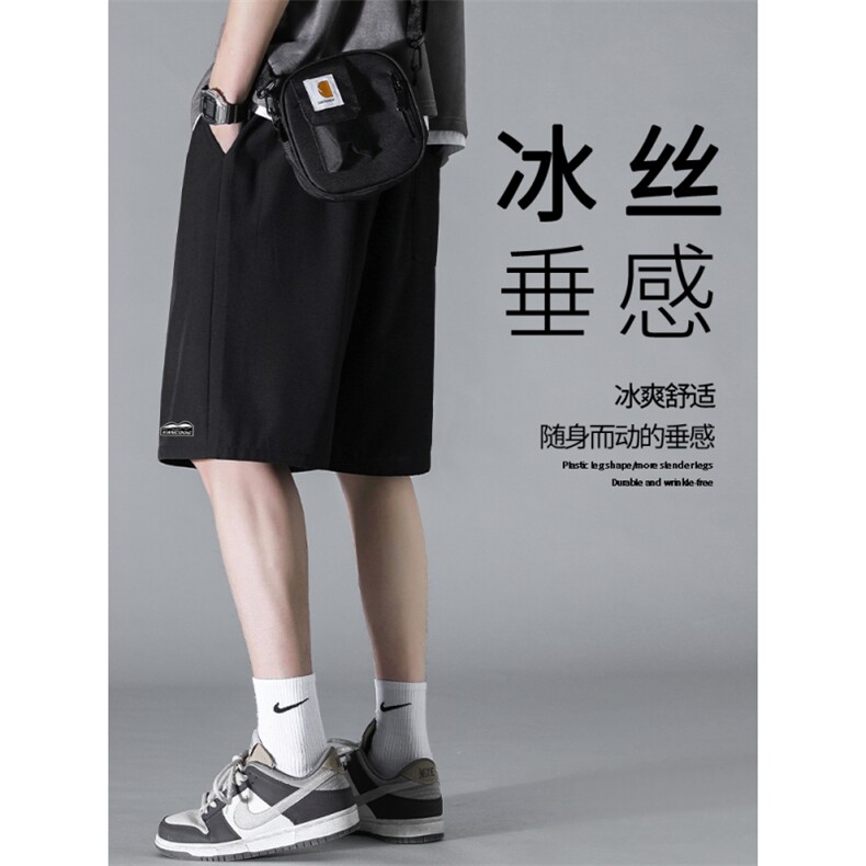 男士骑行健身跑步运动裤夏季黑色弹力透气五分裤男 DK506-特批17图片