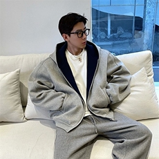 抖音得物高品质二开26春装美式重磅宽松结构双面连帽卫衣外套W68，女装短外套，电商A486
