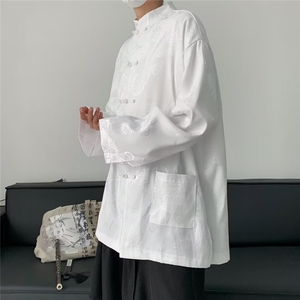 唐装衬衫男韩版潮流提花帅气百搭2024春季新款ins外套CY679-P43图片