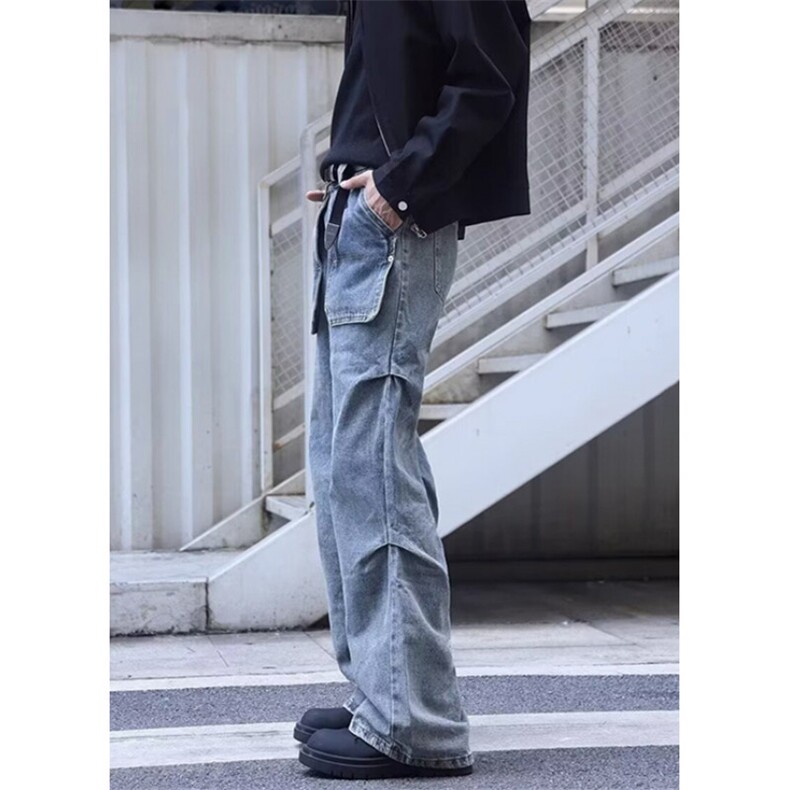 不规则口袋牛仔裤女2025冬季新款宽松街头学生百搭直筒裤NZ819,男装牛仔裤,星座1116A（原606A-3）