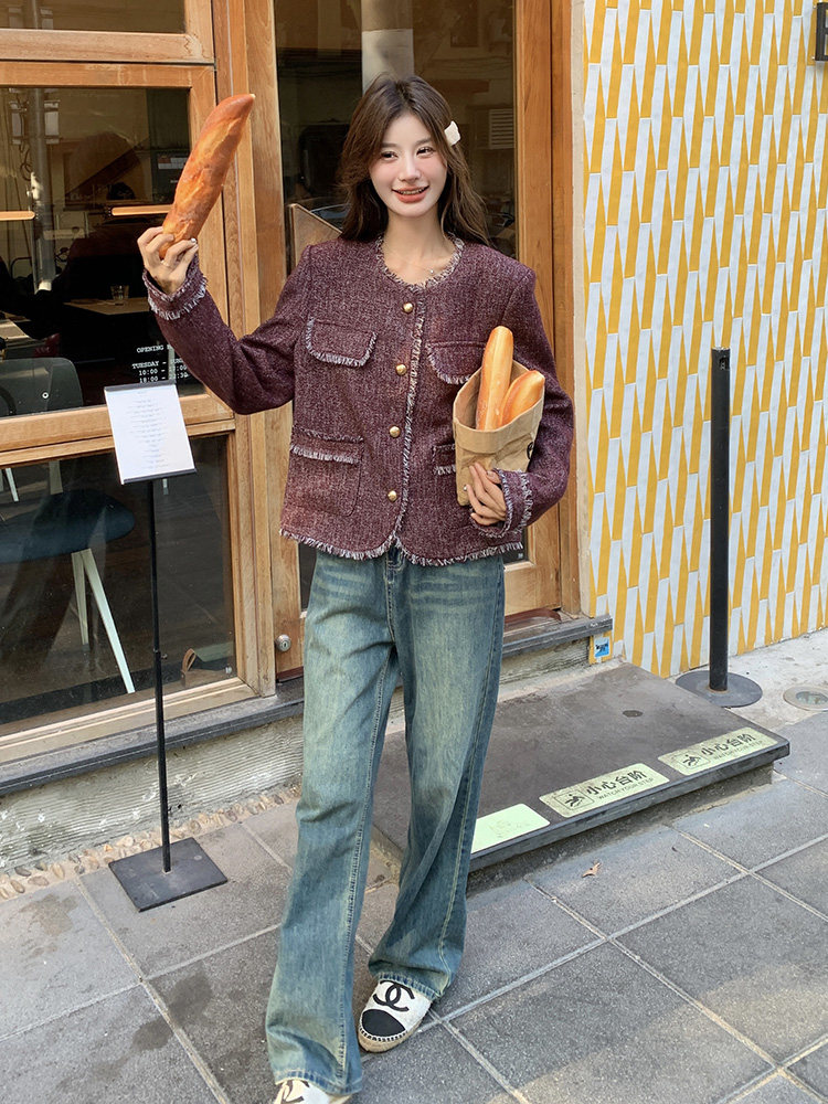 红流苏编织小香风外套女2024春秋新款小个子超好看短款上衣,女装短外套,浙宝192（原082）