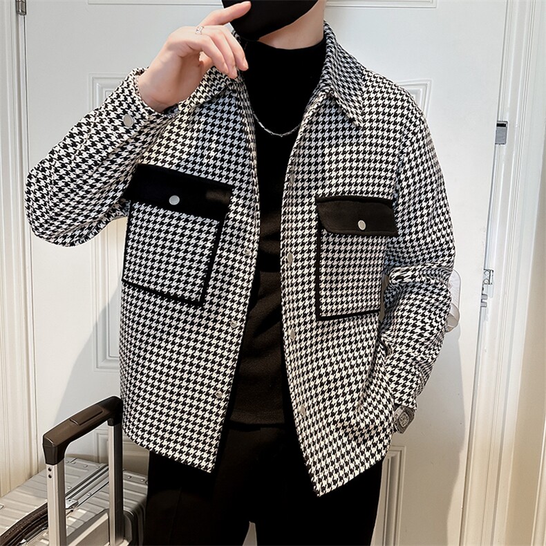 男新款呢子大衣秋冬妮子毛呢短款宽松夹克外套A236-JK-3056-P135,男装夹克,电商A236