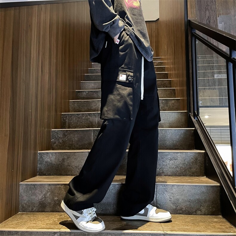 日系oversize裤子男宽松直筒工装裤春秋vintage阔腿休闲裤K63-P40,男装休闲裤,星座1008