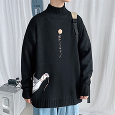 M18013-P45加绒P65半高领毛衣男士大码针织衫男毛线衣男线衫，男装针织衫/毛衣，电商A040