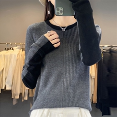 秋冬新款百搭毛衣女纯色简约时尚打底圆领针织衫，女装针织衫/毛衣，佳绒包芯纱店