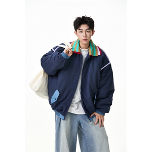 撞色双领棉服潮牌美式学院风情侣外套 WT2505-P80-控138图片