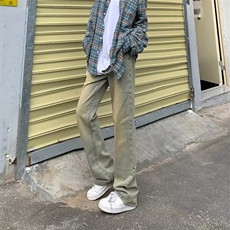 时尚~慵懒美式高街牛仔裤男微喇高街直筒青少年宽松休闲裤，男装休闲裤，星座1013
