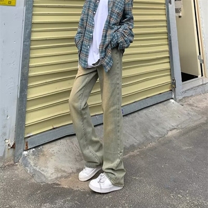 时尚~慵懒美式高街牛仔裤男微喇高街直筒青少年宽松休闲裤图片