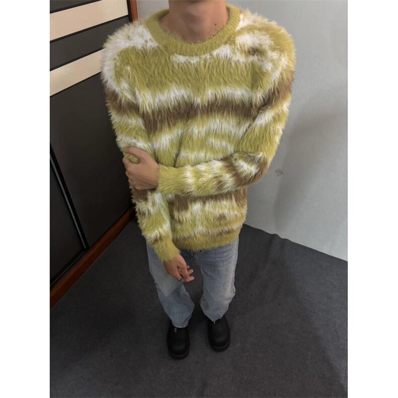冬季仿貂毛圆领毛衣男款街头宽松休闲百搭软糯针织上衣潮MY116,男装针织衫/毛衣,星座1116A（原606A-3）