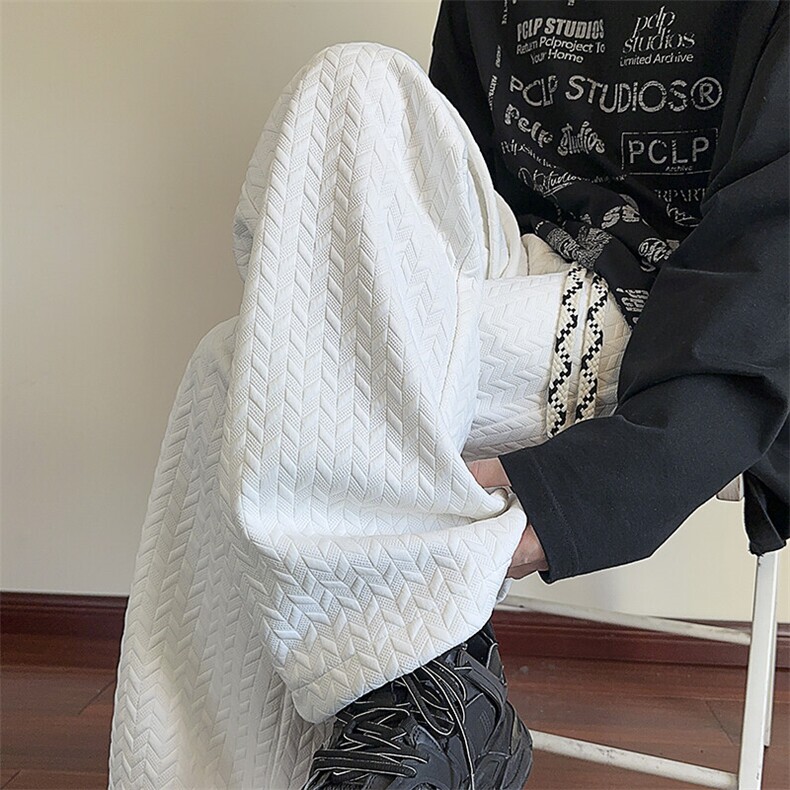 特批P35无差价2025肌理感纹理感休闲裤男大码休闲百搭阔腿裤K5639,男装休闲裤,电商A001