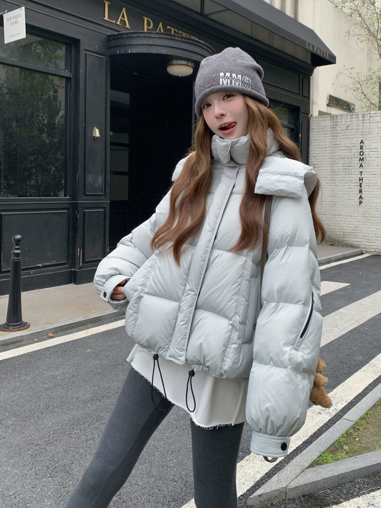 现货新款东大门加厚保暖羽绒服百搭连帽面包服女装外套,女装羽绒服,然然