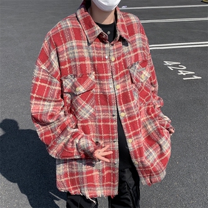 春季潮牌格子工装夹克男2024新款高级感千鸟格衣服外套 W8089-P55图片