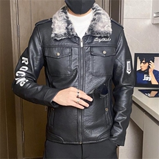 PY119-P180修身皮衣外套男新款男士皮衣外套飞行服夹克加绒保暖，男装夹克，电商D310B-1