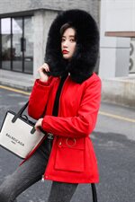 大毛领棉服女中长款棉衣外套2020冬季新款韩版连帽加厚棉袄毛领潮，女装棉衣/棉服，依恋蒂丝