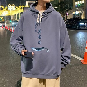 WY2261-P35 纯棉连帽卫衣男大码运动帽衫宽松薄外套男图片
