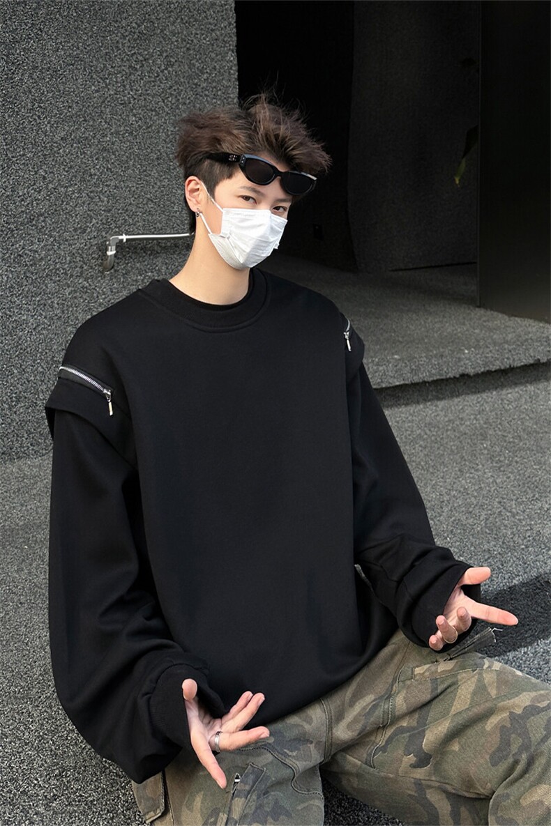 小众机车高街卫衣T恤亲肤设计高街痞帅潮男打底衫长袖男大卫衣P58,男装T恤,电商B319