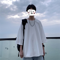 短袖t恤男新款宽松ins港风潮半袖上衣情侣装百搭五分袖T597-P28，男装T恤，星座512-2