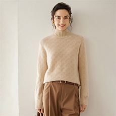 法式半高领针织毛衣女2025秋冬新款打底衫保暖百搭薄款内搭毛衫新，女装羊绒衫，轩妮羊绒