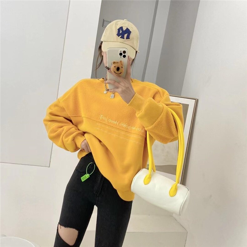 羊羔毛拼接卫衣，女装卫衣/绒衫，IEC