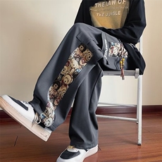 抖音得物货休闲裤男韩版潮拼色高街2025秋季新款ins长裤K4496-P59，男装休闲裤，星座412