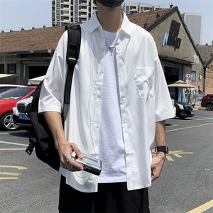 痞帅衬衫男短袖港风日系休闲宽松工装衬衣韩版百搭外套CS0312-P30图片