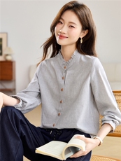 2026春年秋装新款潮小格子衬衫宽松显瘦韩版气质百搭衬衣女减龄，女装衬衫，独衣靓