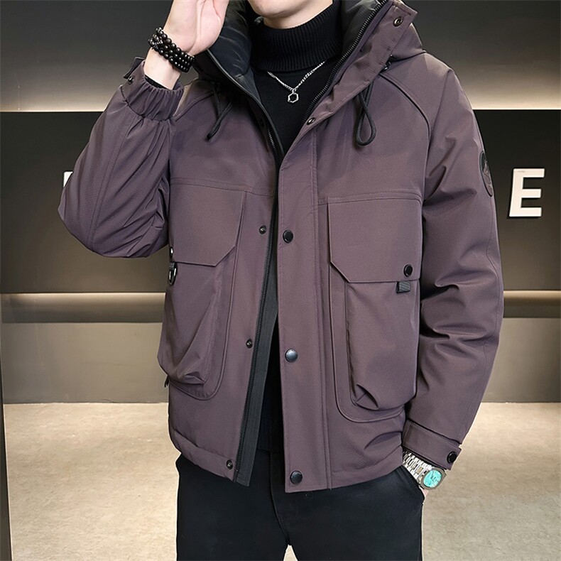 新标90白鸭绒2025年连帽时尚潮流保暖羽绒服男YR6059-P240,男装羽绒服,电商D240-242