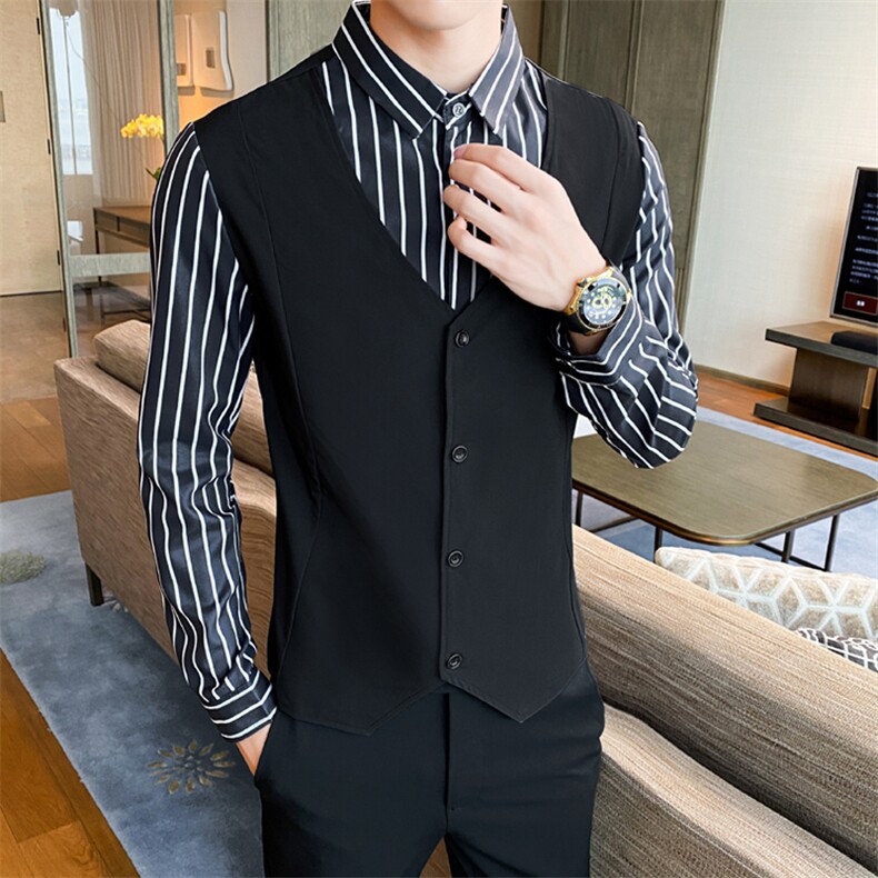 B216CS340P552025秋装新款男士长袖条纹假两件衬衫店主风,男装衬衫,电商B216（原B302）