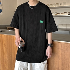1港风弧形设计短袖T恤大码M-5XL情侣男士短袖T恤男DT8765P30控49，男装T恤，星座226-2