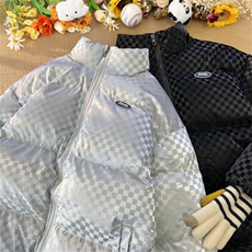 100聚MY261特P95限148格子亮面百搭棉衣港风冬季宽松男棉服男外套，男装棉衣，电商B370