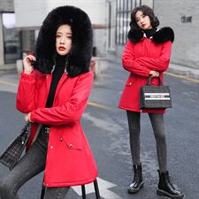 棉衣女中长款大毛领2020年冬新款韩版宽松加厚外套棉袄羽绒棉服潮，女装棉衣/棉服，依恋蒂丝