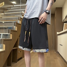 港风拼接休闲裤高街五分裤宽松直通短裤DK132P32，男装休闲裤，星座1204-3