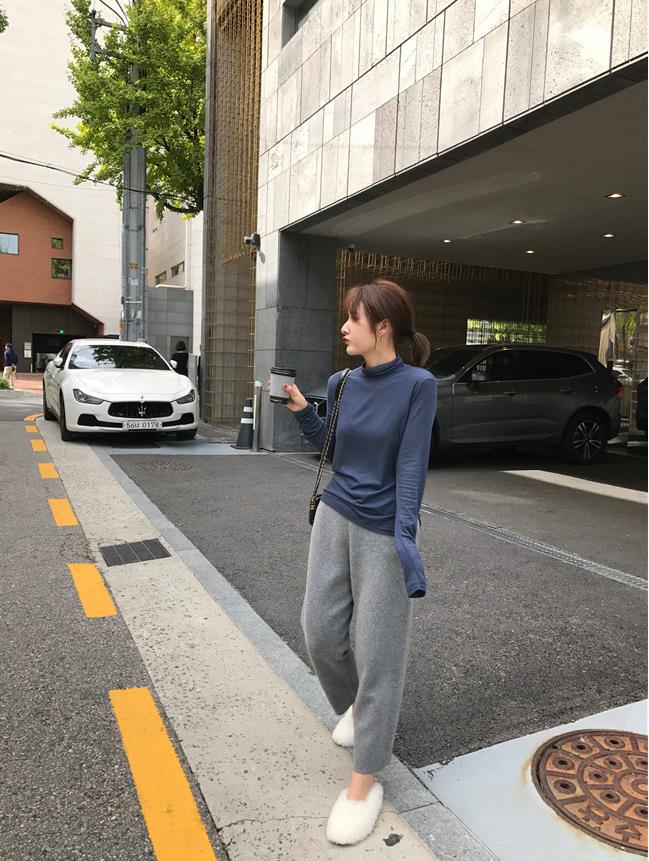 2024秋季新款纯色包芯纱奶奶裤通勤百搭,女装休闲裤,松航羊绒