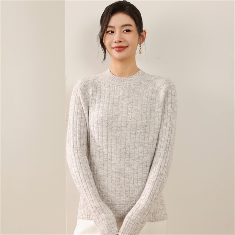 2025年秋季一线花纱麻花半高时尚百搭通勤简约休闲，女装针织衫/毛衣，尚雪电商供货