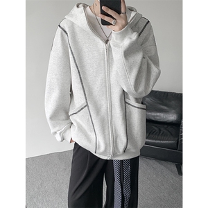 美式重磅立体硬挺卫衣男春秋潮牌设计感连帽开衫廓形外套KS004P68,CUCCL女卫衣穿搭小个子夏季图片