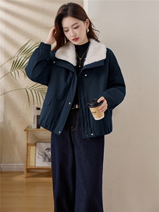 毛绒娃娃领短款棉服女2025冬季新款加厚保暖外套洋气减龄宽松棉衣图片