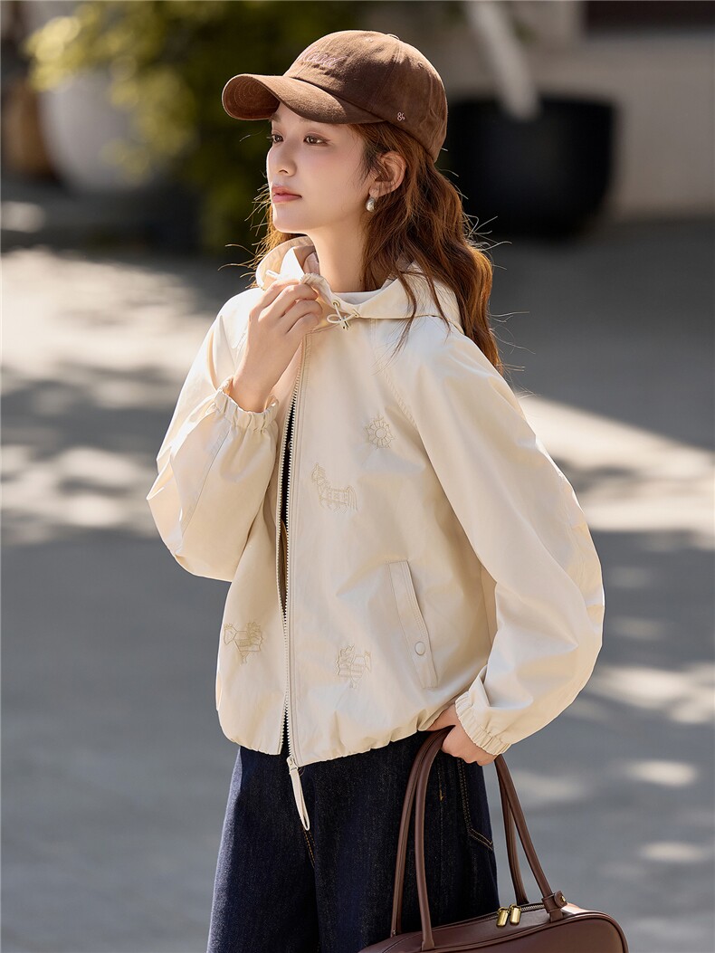 紫色工装开衫外套女2026秋季新款连帽拉链宽松高级感夹克上衣,女装短外套,梦懿尔