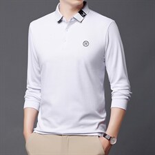 2023年新款男士长袖T恤POLO衫P45，男装Polo衫，电商D223-1