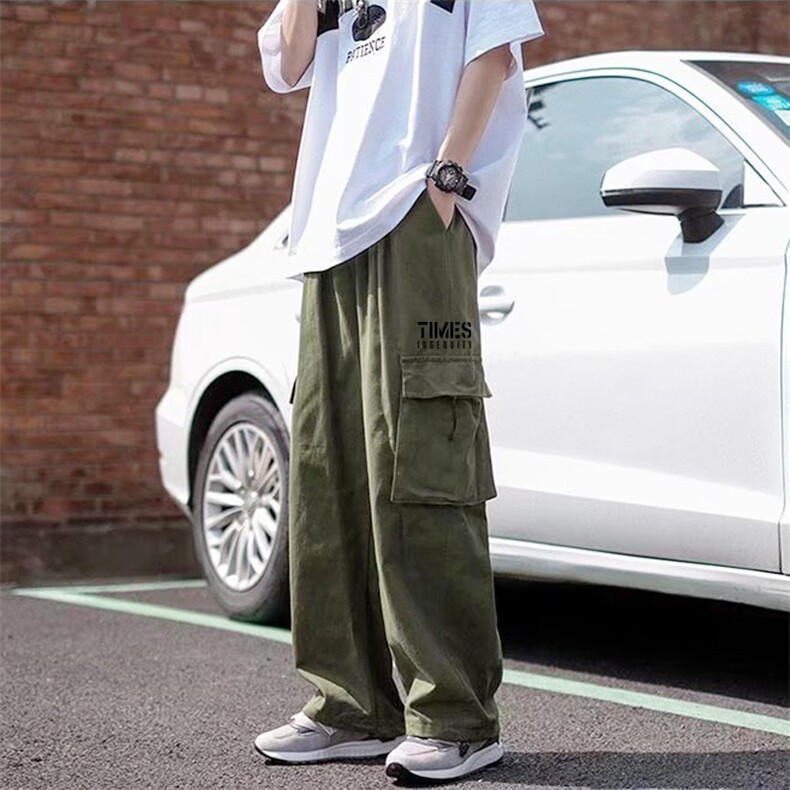 2024夏秋纯棉港风男美式宽松直筒束脚休闲裤工装裤K5221P45，男装休闲裤，星座225-5