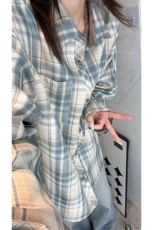 美式港风复古格纹长袖衬衫大码休闲衬衣外套C2256-特价34，男装衬衫，电商A007