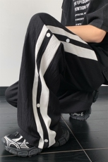 垂感冰丝阔腿拖地裤子男撞色宽松褶皱休闲长裤XZ514-2-1551-P48，男装休闲裤，星座514-2(原B239)