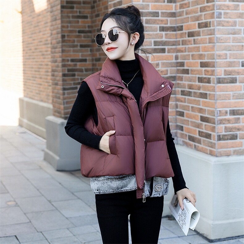 欧货2024冬新款牛仔拼接90白鸭绒羽绒服马夹女短款时尚宽松外套,女装羽绒服,曼娅璐