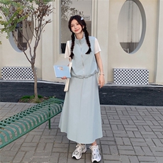 现货：夏装新款休闲工装马甲半身裙三件套2C135-8805P155K218，女装套装/套裙，2C135