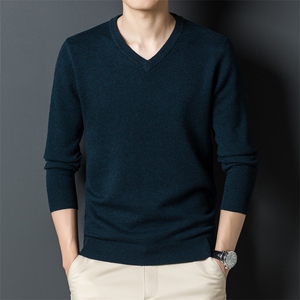 AJsj609钱塘2020-3冬季新款男士加厚纯羊毛衫V领套头毛衣货稳P127图片