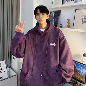抖音品质秋季新款宽松休闲麂皮绒连帽落肩卫衣JK23378-特批43控69图片