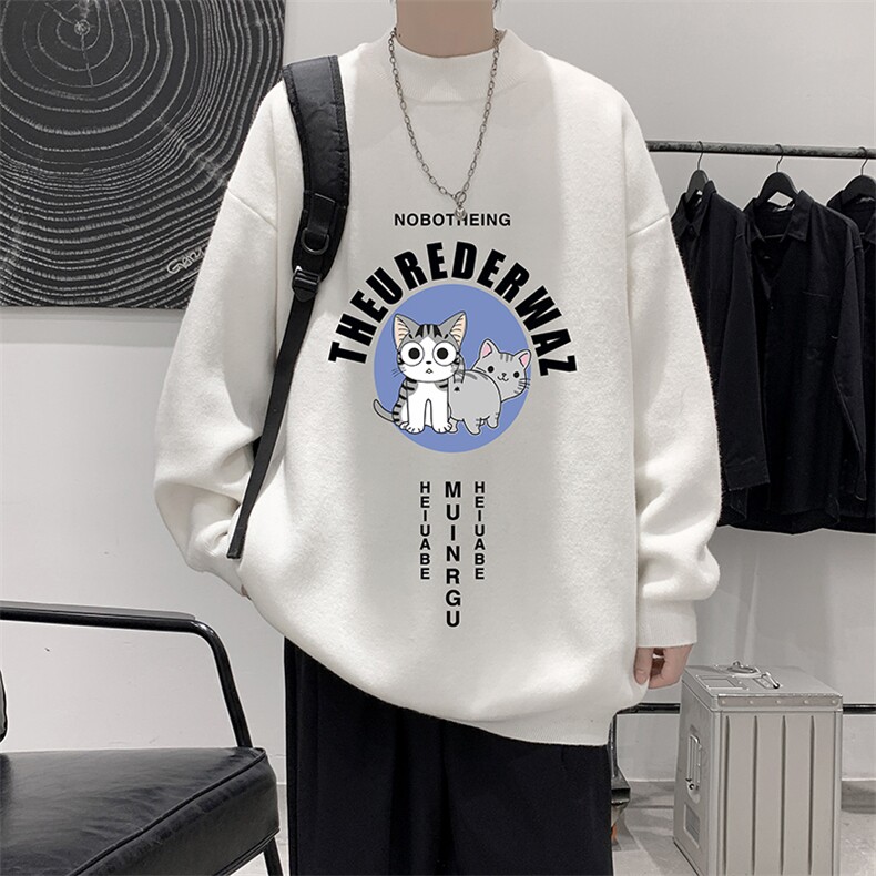 控68半高领毛衣男士大码针织衫男毛线衣男M18160-P45加绒款-P65，男装针织衫/毛衣，电商A040