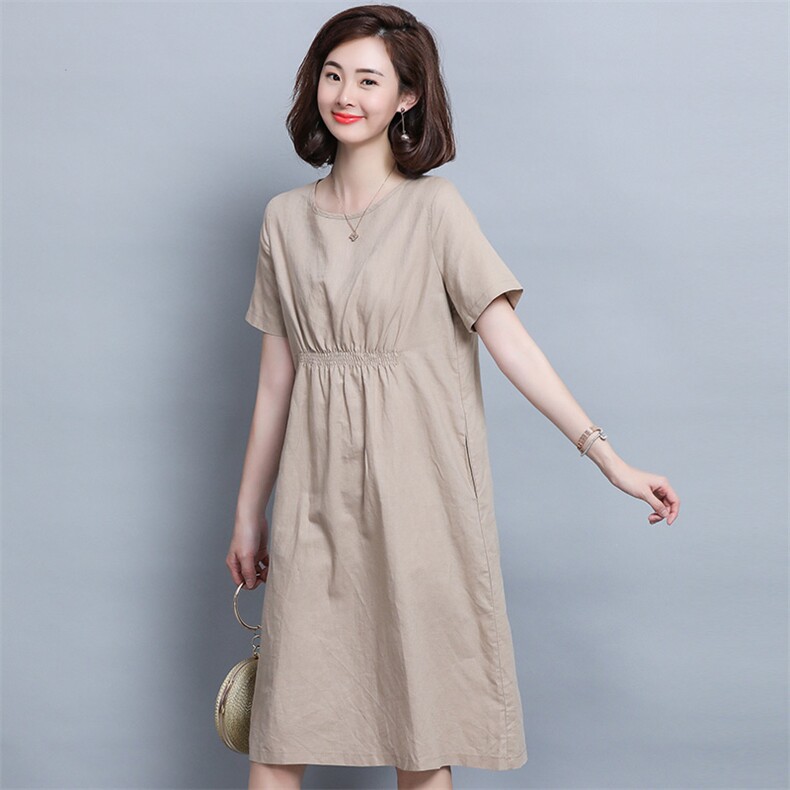 2022年夏季时尚潮流舒适简约个性纯色中长款连衣裙,女装连衣裙,阿丹