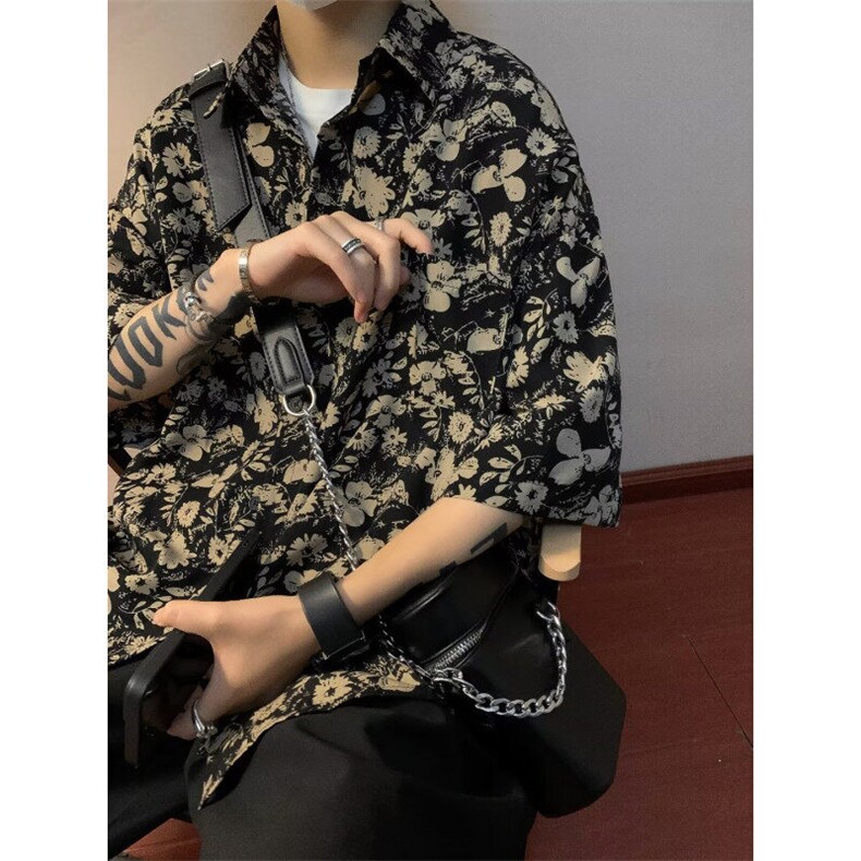 DXK204-P30男五分袖青春流行日常潮新款文艺气质夏季宽松型衬衫,男装衬衫,星座603-2