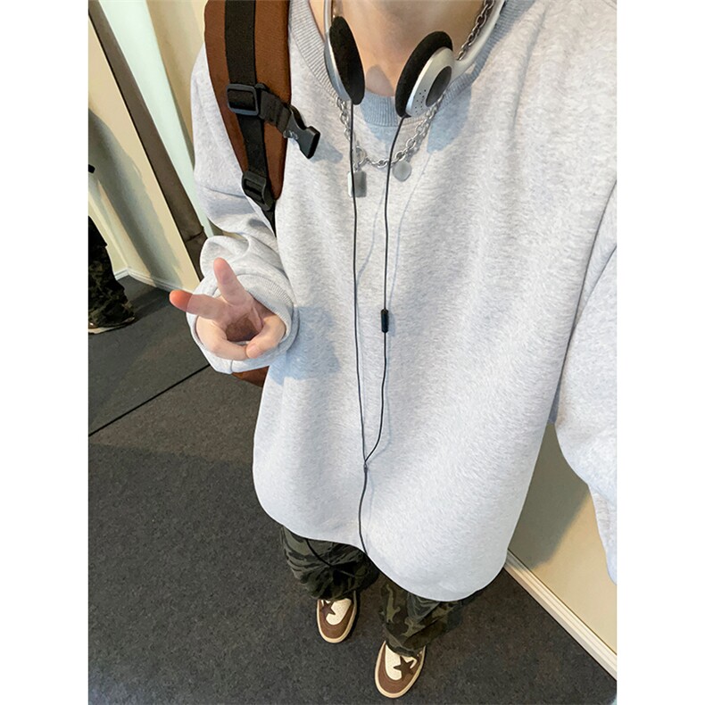 基础纯色圆领套头卫衣简约设计感上衣情侣款W4691-特价P25,男装卫衣,电商A007
